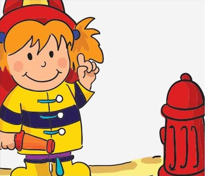 cartoon child at fire hydrant